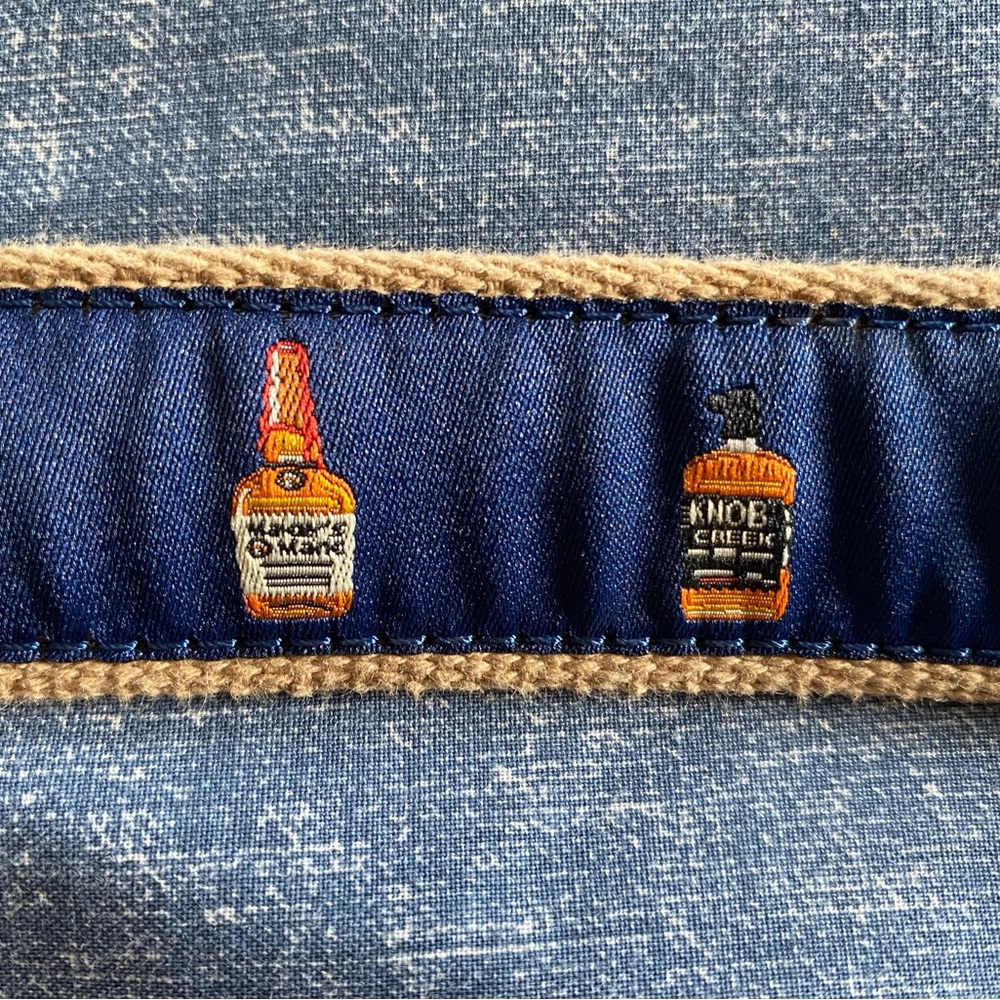Leather Man Ltd Whiskey Bottle Embroidered Belt